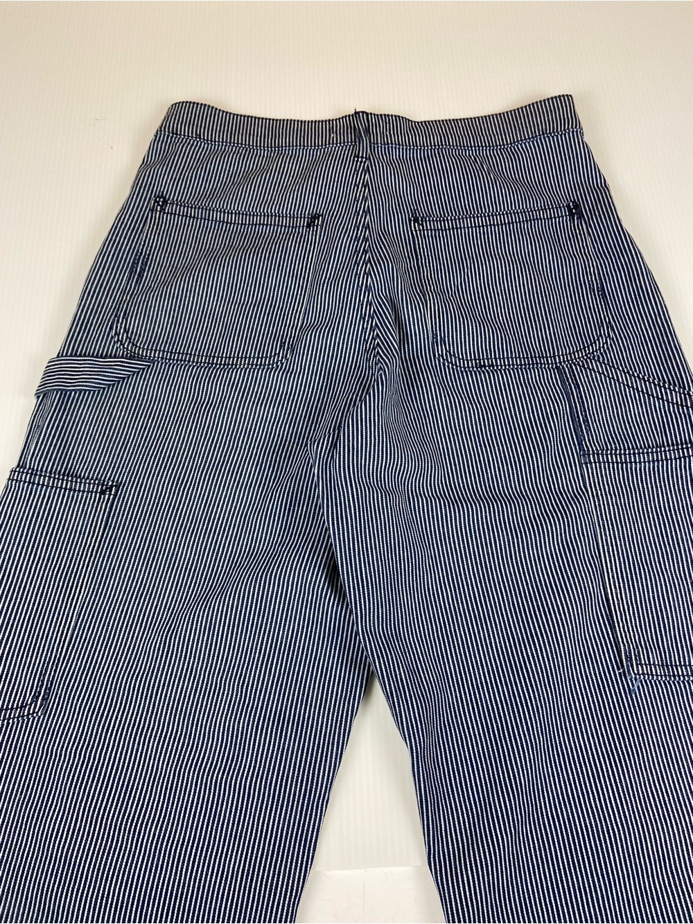Shoedazzle Pinstripe Utility Cargo Pants Blue White Size 26 Straight Leg